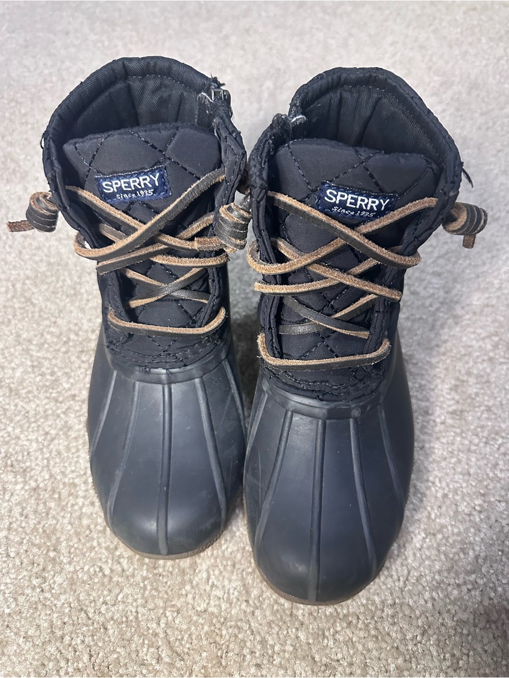 Sperry Kids Black Lace-Up Rain Boots